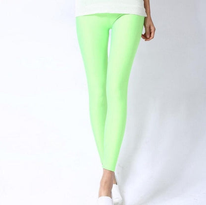 jinran New Spring Autume Solid Candy Neon Leggings for Women High Stretched Female Sexy Legging Pants Girl Clothing Leggins Spring