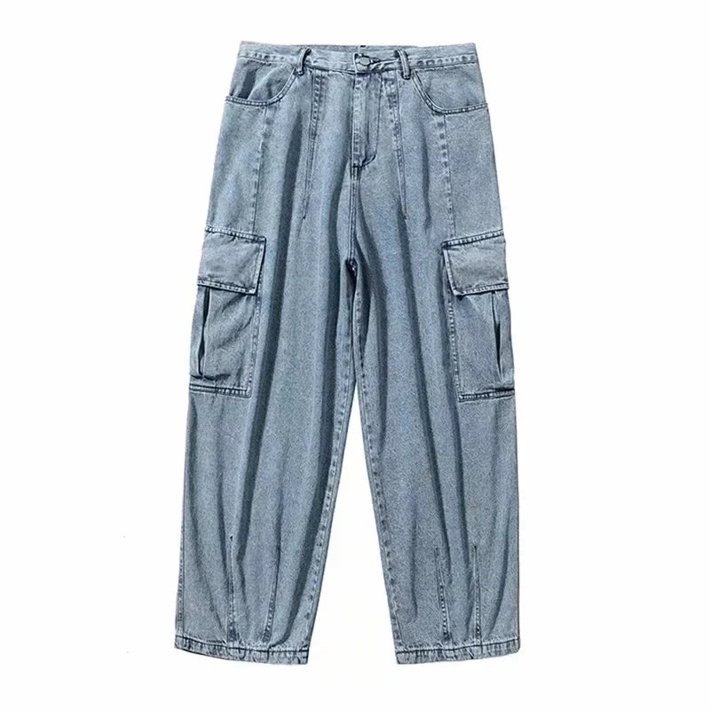 Baggy Jeans Trousers Male Denim Pants Black Wide Leg Pants Men's Jeans Oversize Cargo Korean Streetwear Hip Hop Harajuku