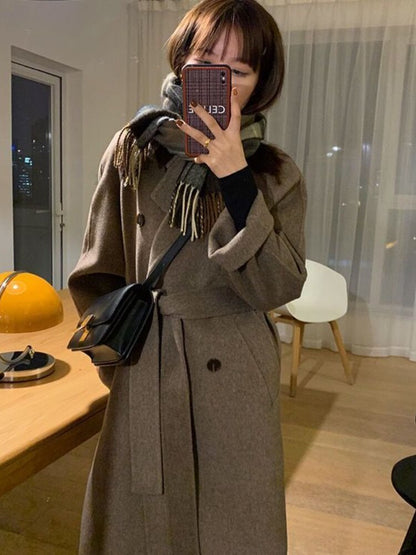 jinran Thickened Black Woolen Coat (female) New Korean Long Japanese Woolen Coat In Autumn and Winter Womens Winter Clothing