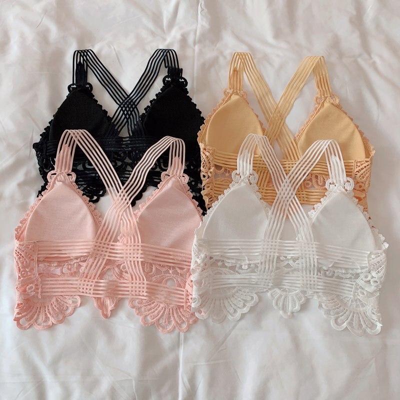 jinran Sexy Lace Beautiful Back Tank Top Solid Color Hollow Camisole Seamless Breathable Padded Underwear Backless 2022 New