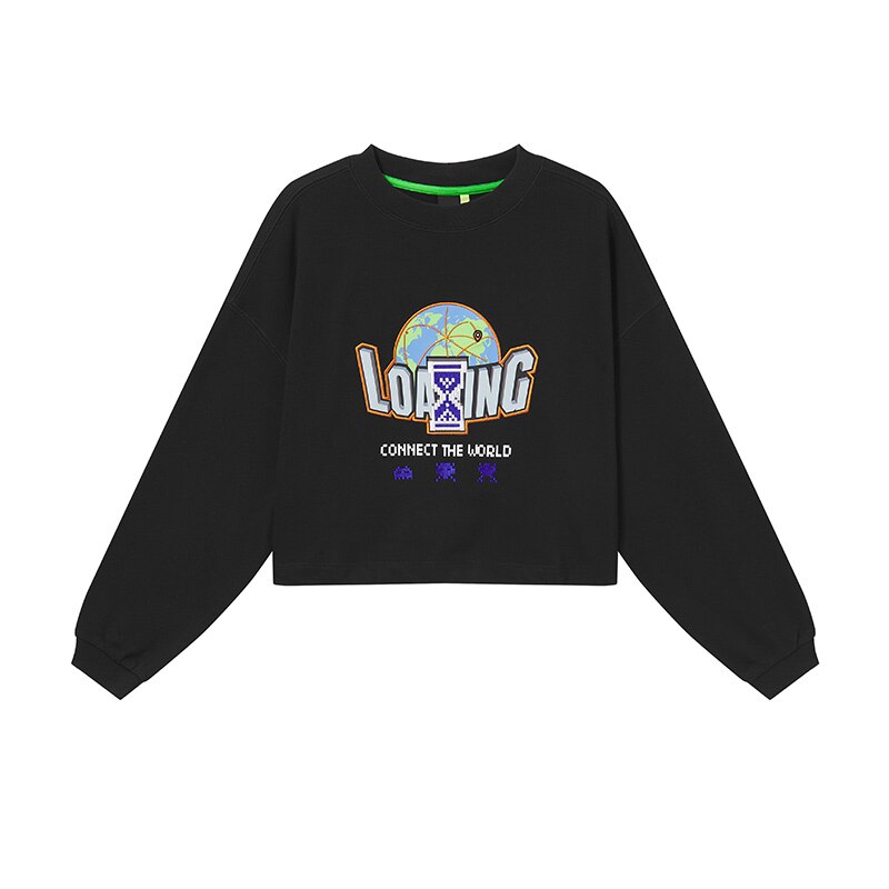 jinran Sweatshirt Women Green Short Section 2022 Spring New Oversize Hoodies Trend Retro Personality Women'S Clothing