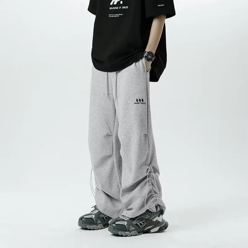 Wide Leg Sweatpants Men Casual Pants Men Oversize Gray Sports Pants Black Trousers Male Loose Korean Streetwear Hip Hop