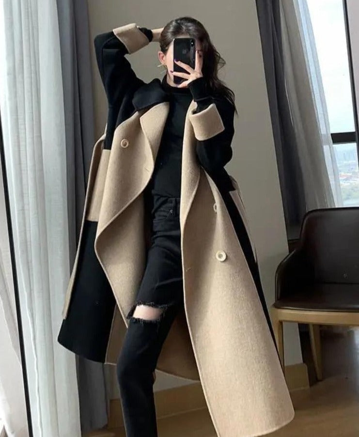 jinran Woolen Coat Women's Fashion Versatile Coat Women's 2022 Spring and Autumn New Style Temperament Button Medium Length Trench Coat