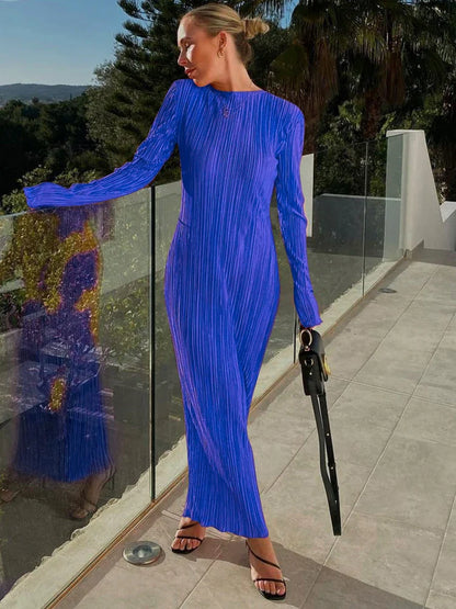 jinran Autumn Striped Ruched Ruffle Sexy Y2K Clothes Long Sleeve Bodycon Midi Dresses For Women 2024 Club Party Elegant Outfit