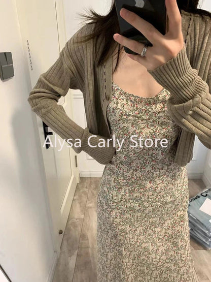 jinran Elegant Sexy Floral Slip Dress Women Sweet Slim Korean Style Party Dress Female 2024 Summer Casual Evening Holiday Beach Dress