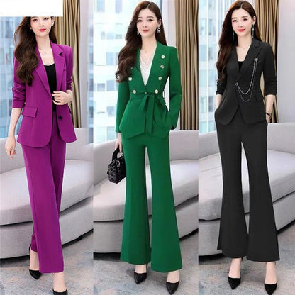 jinran 2022 Summer New Korean Fashion Elegant Women's Pants Suit Office Blazer Jacket Leisure Trousers Two Piece Set Female Clothing