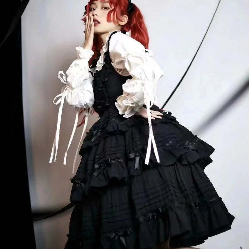 jinran New Lolita original cute color contrast bow jsk dress