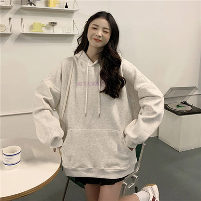 jinran College Style New White Baggy Pullover Fashion Letter Printing Harajuku Sweatshirt Casual Lazy Raglan Sleeves Drawstring Hoodie