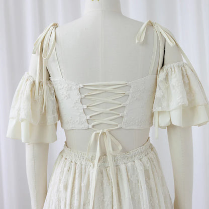 nvxiot  -  Beige Lace Two-Piece Suspender Photo Shoot Dress Bohemian Photo Shooting Pregnancy Dress Photography Dress For Women