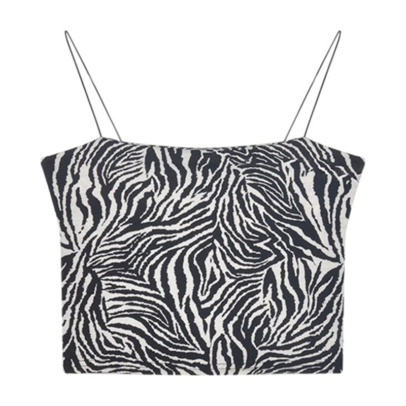 jinran Women Summer Crop Tops Zebra Print Camisole Tube Top Basic Bodycon Tee Vest Sleeveless Spaghetti Strap Cami Fashion Tank Tops