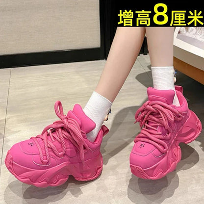 jinran Womens Sneakers Shoes 2024 Fashion Woman-shoes Tennis Female Platform Designer Roses New Heels Trainers Thick Sole Med PU Cotton