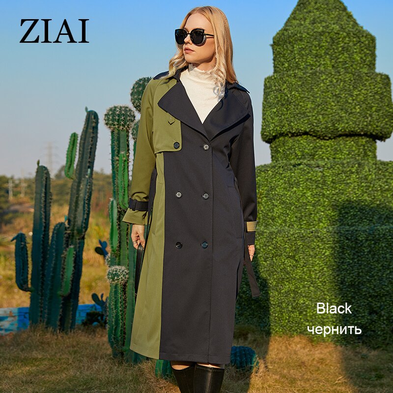 jinran 2022 New trench coat for women Double Breasted Loose Oversize X-Long Contrasting colors Women's windbreaker Fashion ZS-DS32