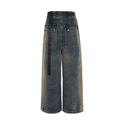 Wide Leg Washed Gradient Ribbons Jeans Unisex Straight Baggy Y2K Casual Denim Trousers Loose Oversized Men's Cargos