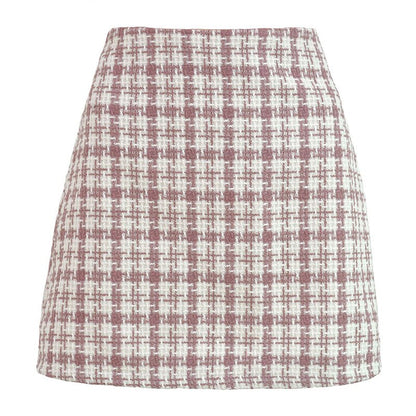 jinran Sweet Kawaii Plaid Women Mini Skirt Korean Fashion Zipper Girl Pencil Miniskirt Preppy Summer Y2k Trend Clothes