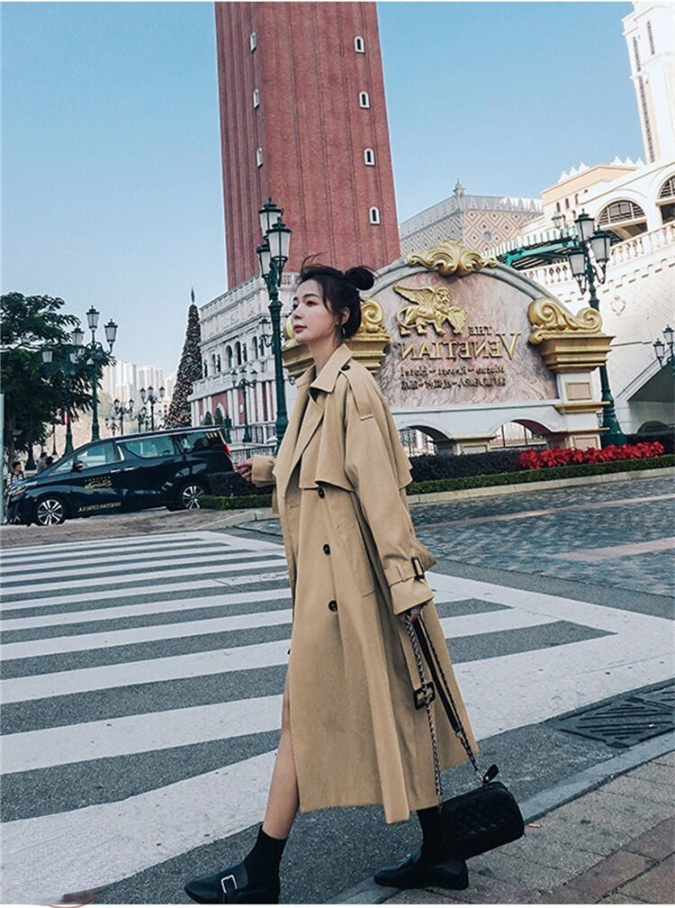 jinran Trench Coat for Women 2022 Autumn Winter New Loose Coat Women's Casual Long Windbreaker Clothing Female Coats and Jackets Women