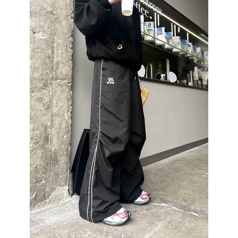 Sports Pants Man Baggy Parachute Pants Y2K Oversize Joggers Streetwear Tracksuit Black Wide Leg Trousers for Men