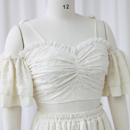 nvxiot  -  Beige Lace Two-Piece Suspender Photo Shoot Dress Bohemian Photo Shooting Pregnancy Dress Photography Dress For Women