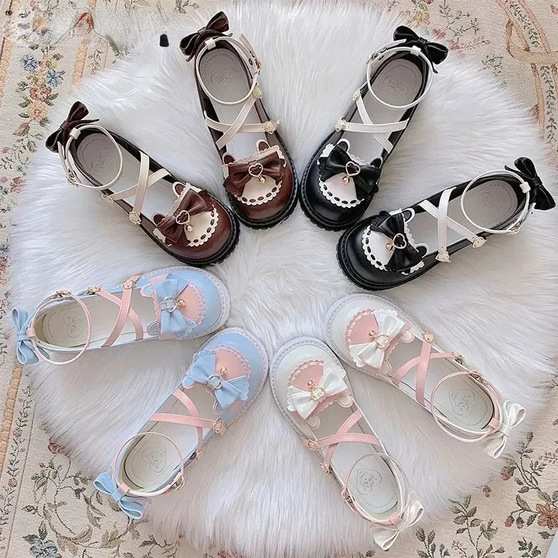 jinran Summer Lolita Sweet Sandals Women Japanese Style Bow Kawaii Chic Mary Janes Shoes Round Toe Shoes Wholesale Drop shipping 2024