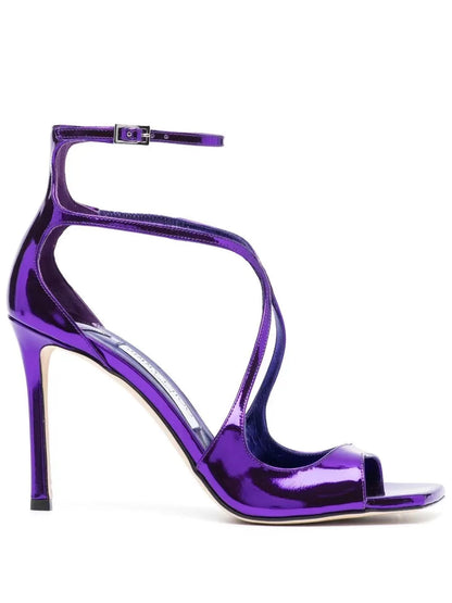 jinran European and American Fashion One Line Buckle Thin High Heel Sandals for Women's Summer Sexy Square Toe Open Toe High Heels