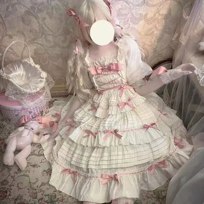 jinran New Lolita original cute color contrast bow jsk dress