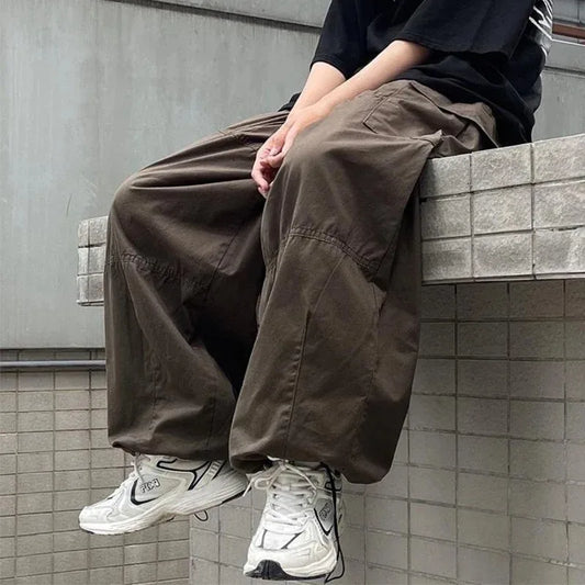 Vintage Baggy Cargo Pants Men Cotton Wide Leg Trousers Male Oversize Retro Loose Casual Japanese Streetwear Hip Hop