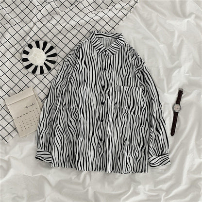 jinran Striped Tunic for Women Cotton Shirt Elegant Spring Summer Women Fashion Zebra Pattern Clothing for Women