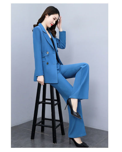 jinran Korean Version High Sense Temperament Professional Suit Elegant Woman 2022 Spring New Style Suit Wide Leg Pants Two-piece Set