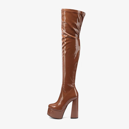 jinran Summer Boots Women Shoes Sexy Thigh High Heels High Sexy Zipper Boots-Women shoes Over-the-Knee White Rubber Autumn Ladies