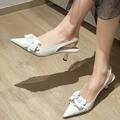 jinran 2024 Ladies Summer New Fashion Flower Brand Design Women Sandals Casual Solid Color Party Dress Women Stiletto Heels Zapatos
