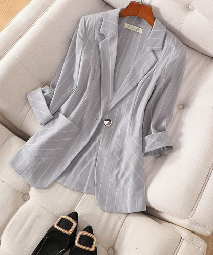 jinran Small Suit Jacket New Women's Spring Summer Striped Slim Sleeve Fashion Slim Suit Suit Jacket Oversize Code Clothing for Women