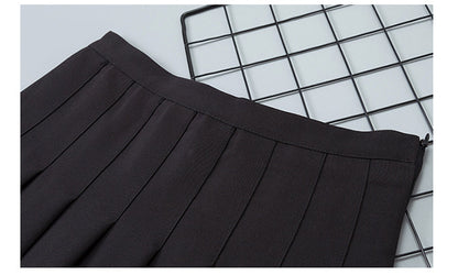 jinran Women Elegant High Waist Pleated A Line Skirt Summer Vintage Harajuku Y2K Plaid Korean Fashion Mini Kawaii Tennis Skirt Grils