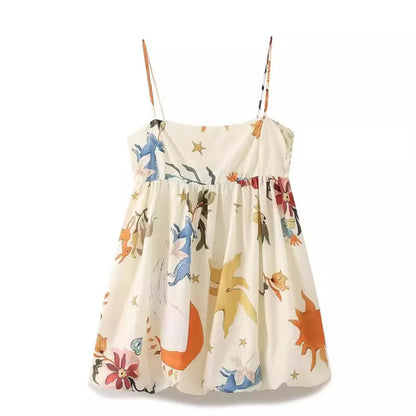 jinran Bohimian Spaghetti Straps Beach Summer Dresses Traf Official Store Floral Print Holiday Women's Dress