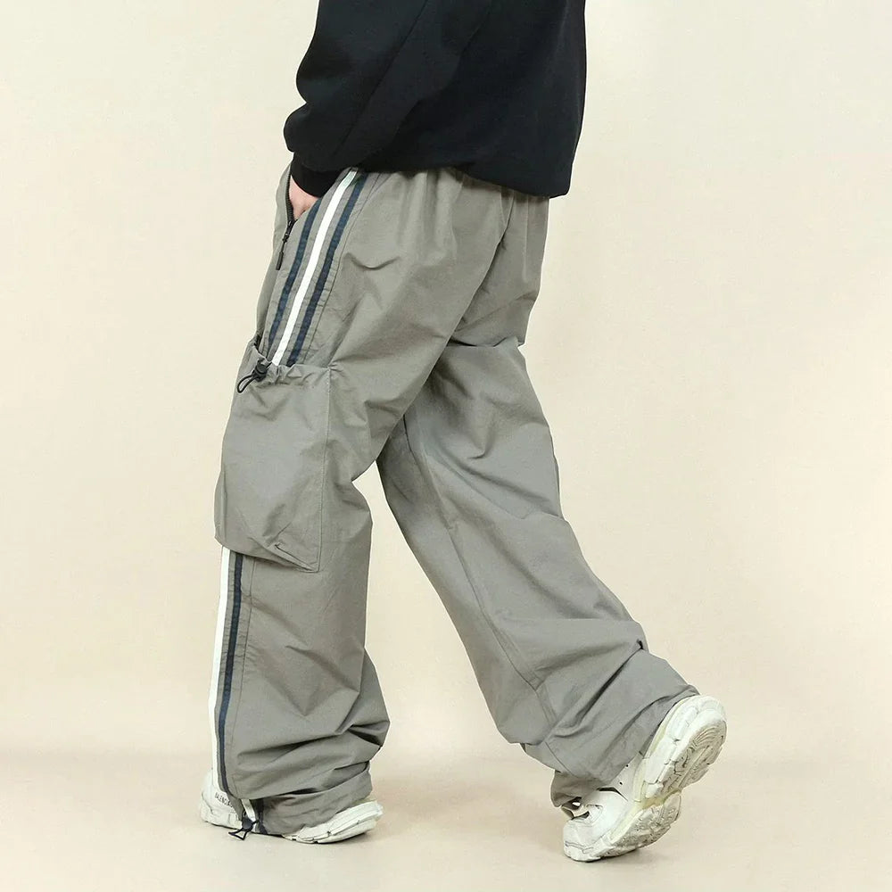 Cargo Parachute Pants Men Oversize Sport Wide Leg Trousers Male Tracksuit Jogging Hip Hop Loose Casual Streetwear