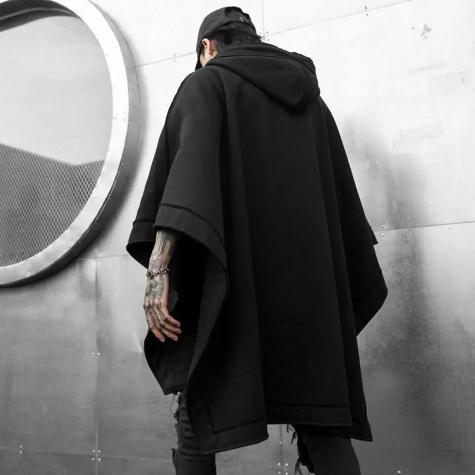 Techwear Black Oversized Hoodies Sweatshirt Baggy Trench Coat Anorak Men Goth Punk Japanese Streetwear Hip Hop Gothic