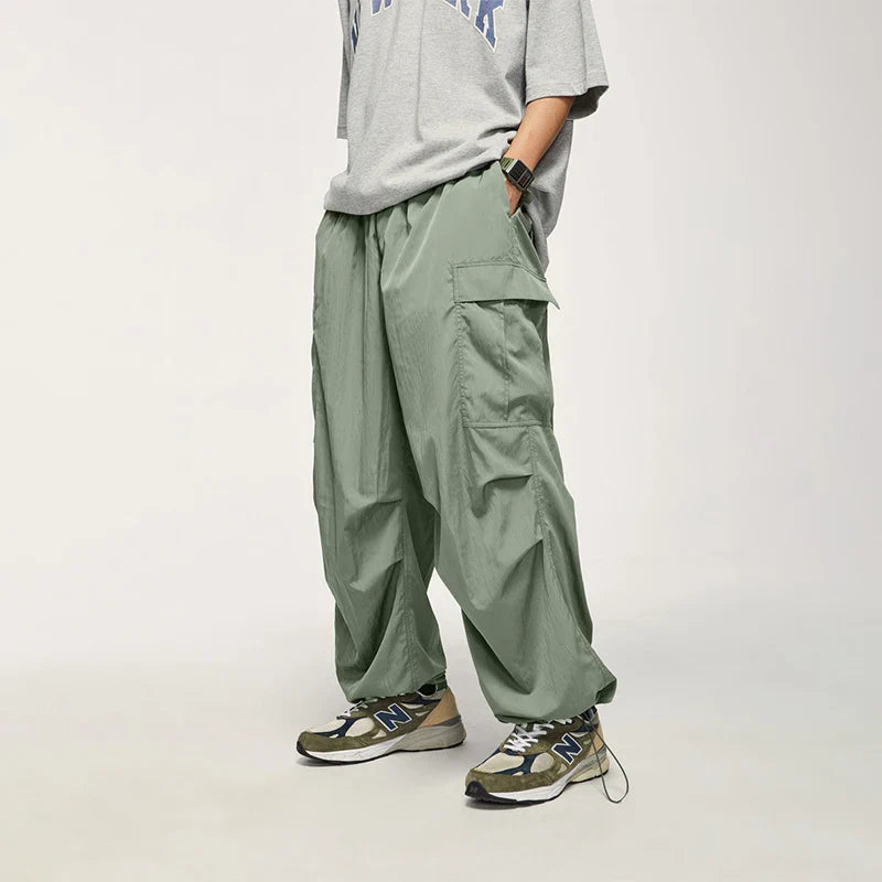 Baggy Cargo Pants Men Green Parachute Wide Leg Trousers Male Black Oversize Loose Casual Streetwear Hip Hop Waterproof