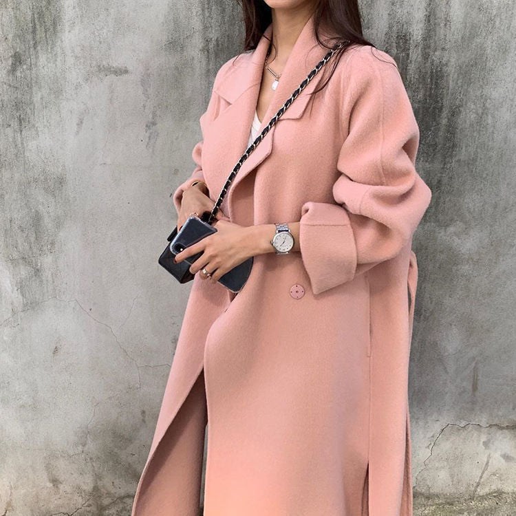 jinran Coat Women's Medium and Long Style New High-end Loose Knee Length Korean Woolen Coat In Autumn Winter of  Coats for Women