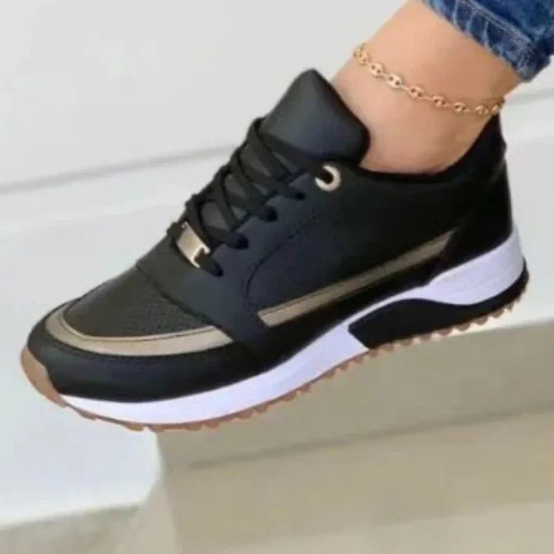 jinran 2024 Hot Sale Ladies Shoes Lace Up Women's Vulcanize Shoes Autumn Round Toe Mixed Colors Increase Height Casual Sneakers Women