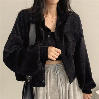 jinran Corduroy Shirt for Woman Elegant Chic Woman Shirt Double Pocket Shirt Coat Autumn and Winter New Casual Jacket Korean