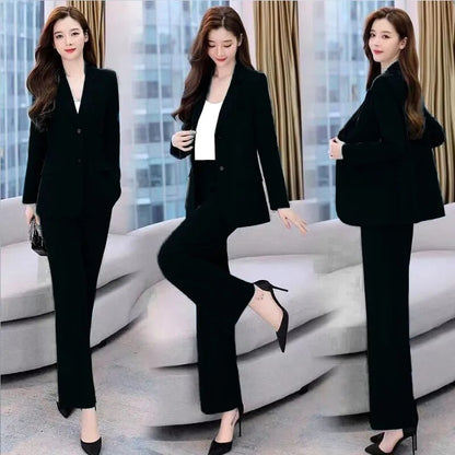 jinran 2022 Summer New Korean Fashion Elegant Women's Pants Suit Office Blazer Jacket Leisure Trousers Two Piece Set Female Clothing