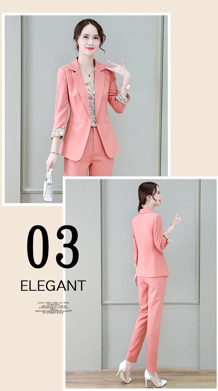 jinran 2022 Summer New Korean Fashion Elegant Women's Pants Suit Printed Vest Flannel Jacket Casual Trousers Three Piece Set Blazer