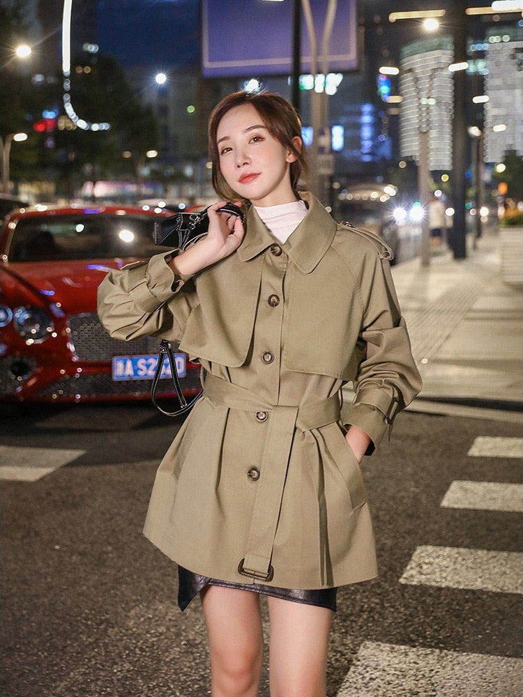 jinran Fashionable Windbreaker Women's New Autumn Winter 2022 Long Sleeved Jacket Casual Solid Color Top Trench Coat for Women Jackets