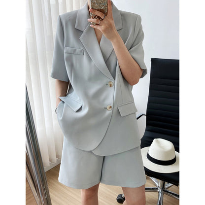 jinran 2022 Summer Thin Authentic Upscale Suit Elegant Women's Suit Jacket Shorts Suit Casual Loose Two Piece Office Suit