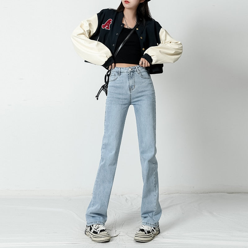 jinran Jeans Women Baggy High Waist Pants 2022 New Fashion Straight Leg Pants Y2k Denim Trousers Vintage Loose Washed Mom Jeans