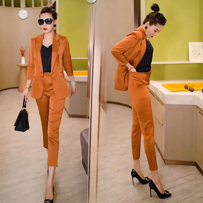 jinran Women's Oversized Suit 2022 Summer New Korean Office Commuting Two-piece Suit Leggings Suit Two-piece Suit for Women