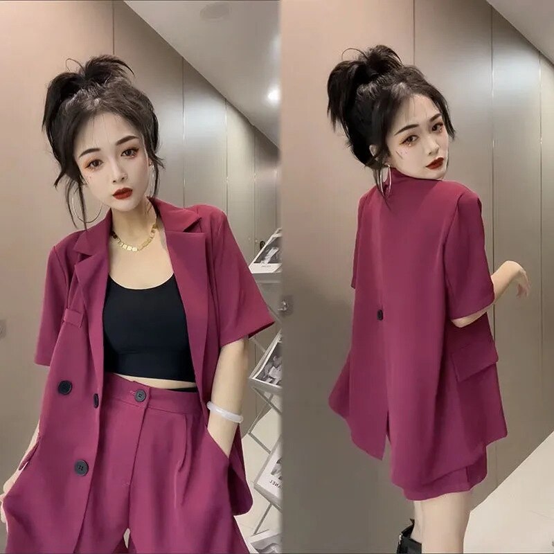 jinran Korean Casual Suit Set 2022 New Elegant Feminine Suit Commuter Short Sleeve Small Suit Shorts Women Two Piece Set Shorts Women