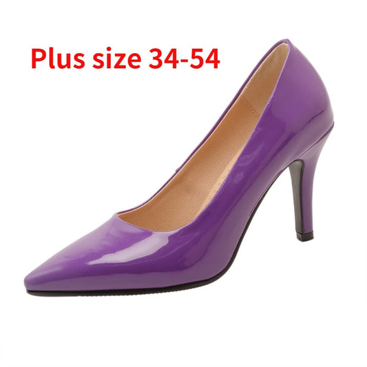 jinran Size 43 45 54 Women Shoes Low Heel 2023 Spring and Summer Fashion Classic Solid Color Pointed Toe Pumps Office Ladies Work Shoes