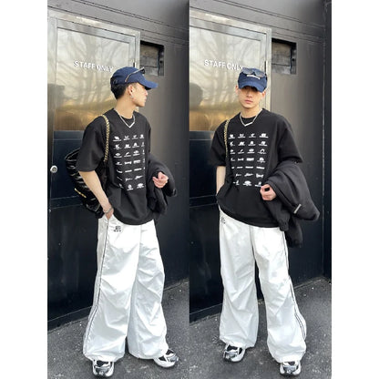 Sports Pants Man Baggy Parachute Pants Y2K Oversize Joggers Streetwear Tracksuit Black Wide Leg Trousers for Men