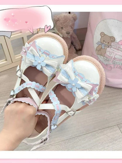 jinran Sweetheart Cute Lolita Bow Shoes Women Summer New Magic Card Sakura Shoes Female Mutant Japanese Style Student Chic Sakura Shoes
