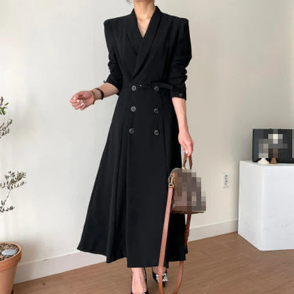 jinran Women's Spring Autumn Casual A-Line Midi White Shirt Dress Long Sleeve Elegant Slim Waist Vestidos Female Fashion Black Clothes