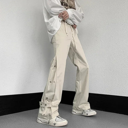 Wide Leg Pants Men Sports Tracksuit Botton Slit Oversize Trousers Male Loose Casual Streetwear Hip Hop Spring and Autumn